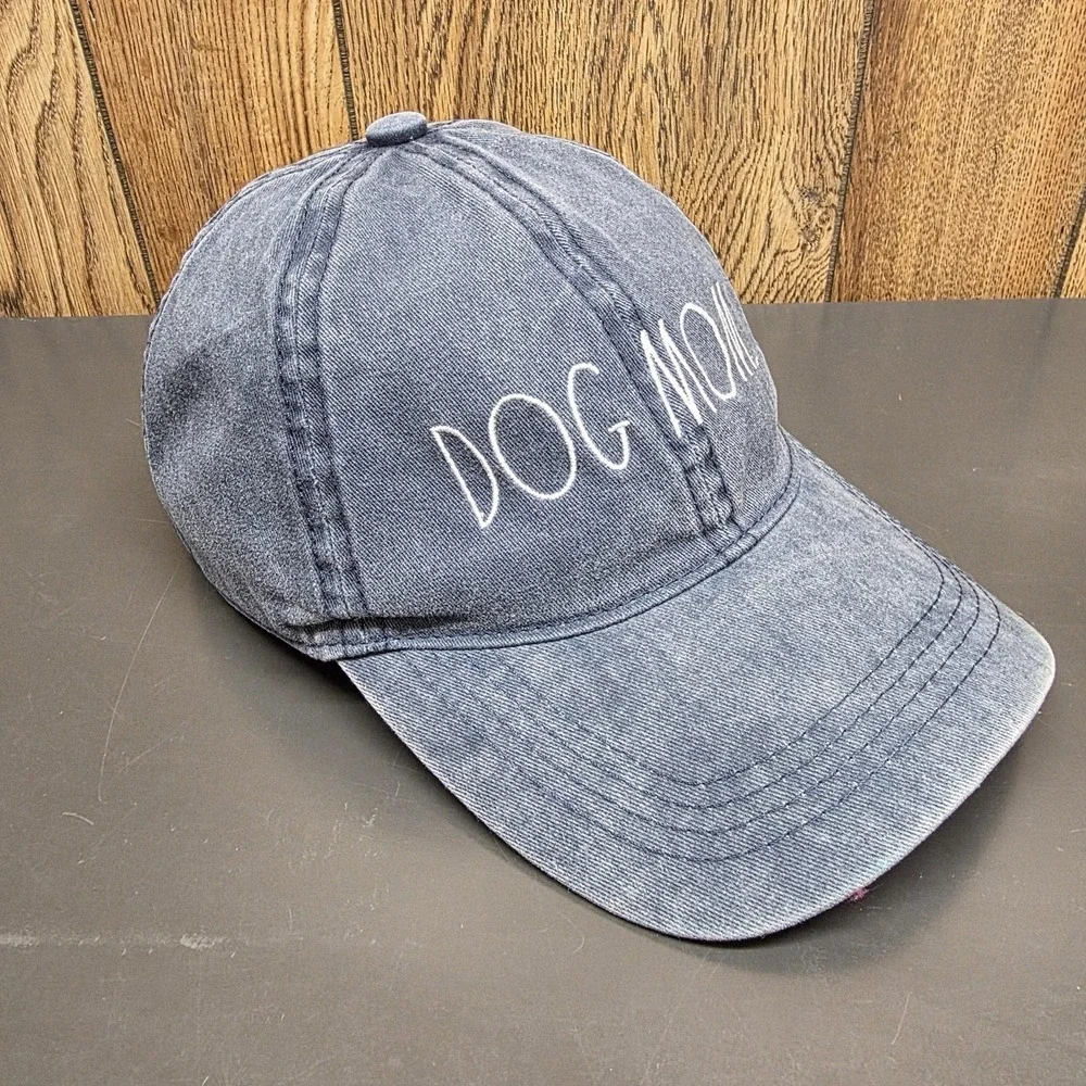 Rae Dunn Hat‎ Cap Strap Back Womens One Size Blue Dog Mom Denim Washed Casual